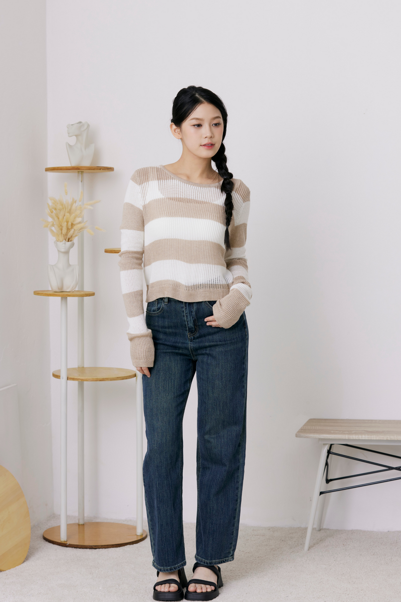 [BACKORDER 2] Bae Striped Knit Sweater Oat