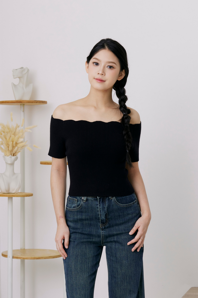 Fallon Off-Shoulder Knit Black