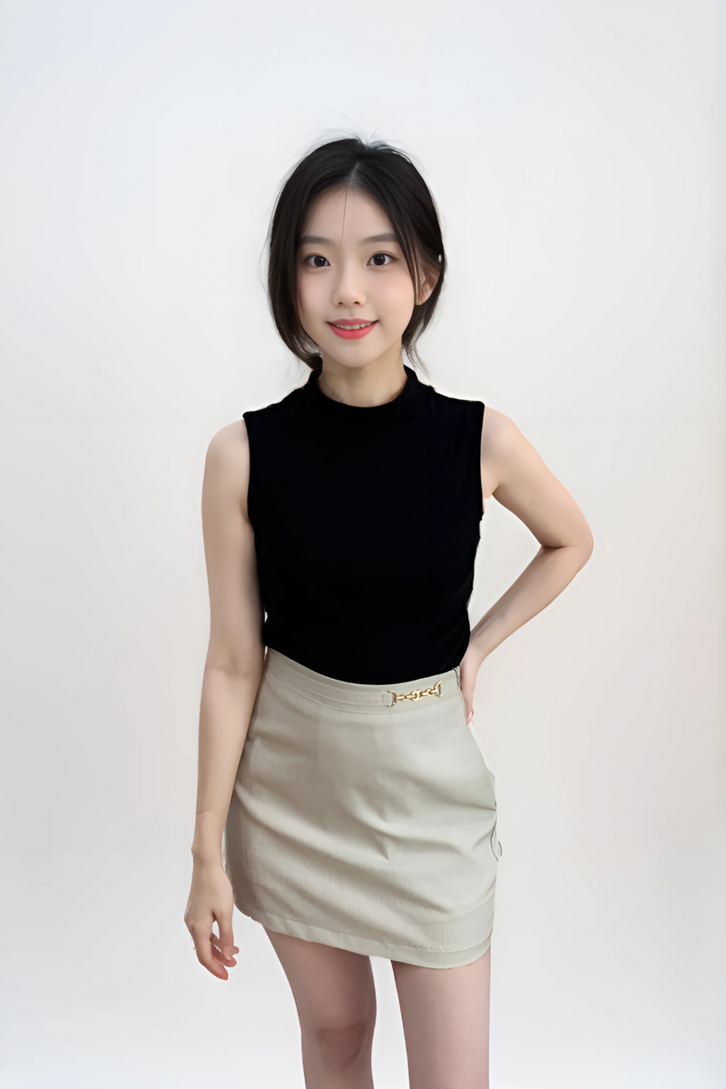 Flexi High Neck Sleeveless Crop Black