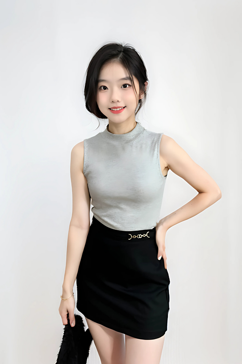 Flexi High Neck Sleeveless Crop Grey