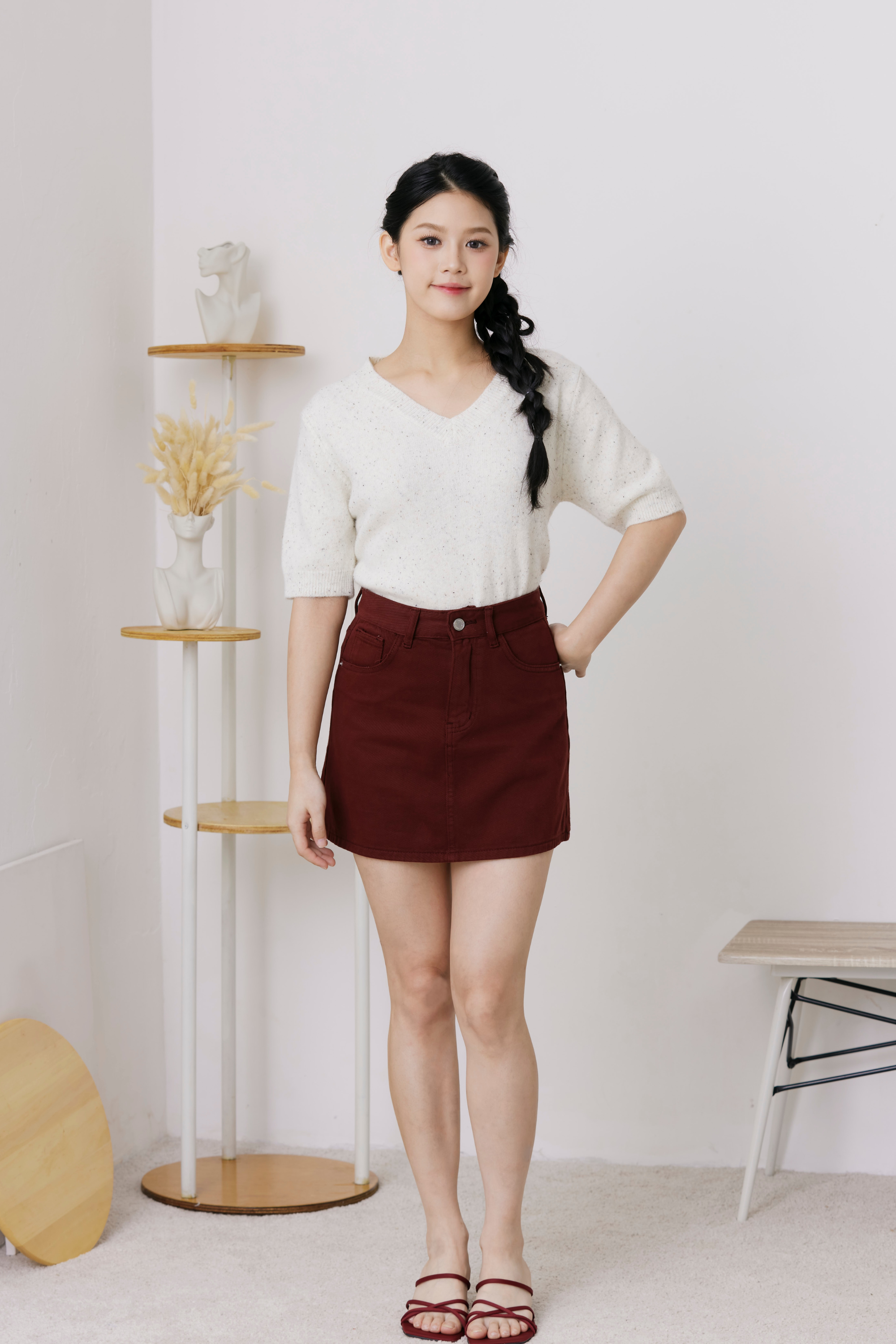 Cleo Woven Knit Top Cream