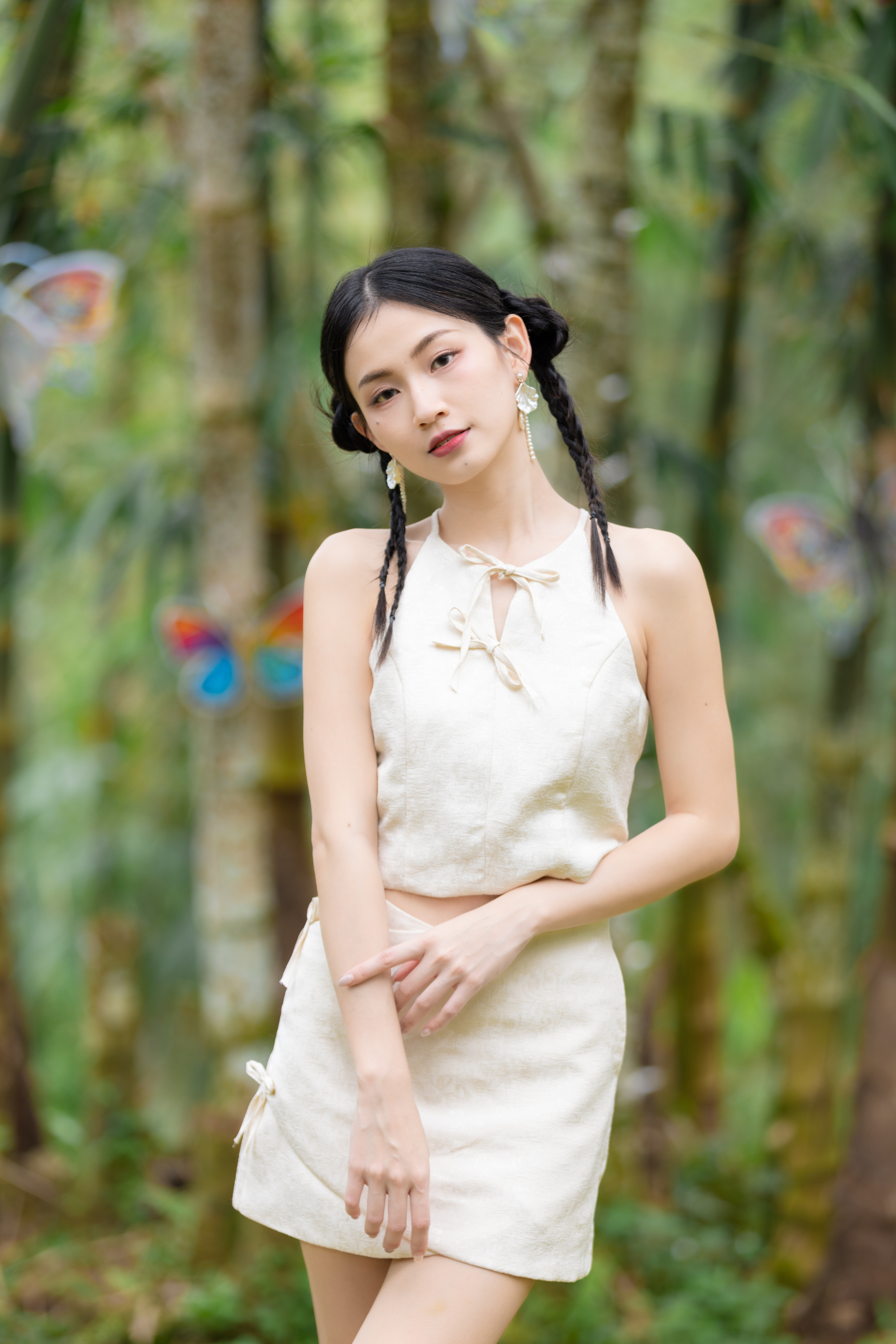 [BACKORDER 2] Zen Jacquard Ribbon Mini Skirt Beige