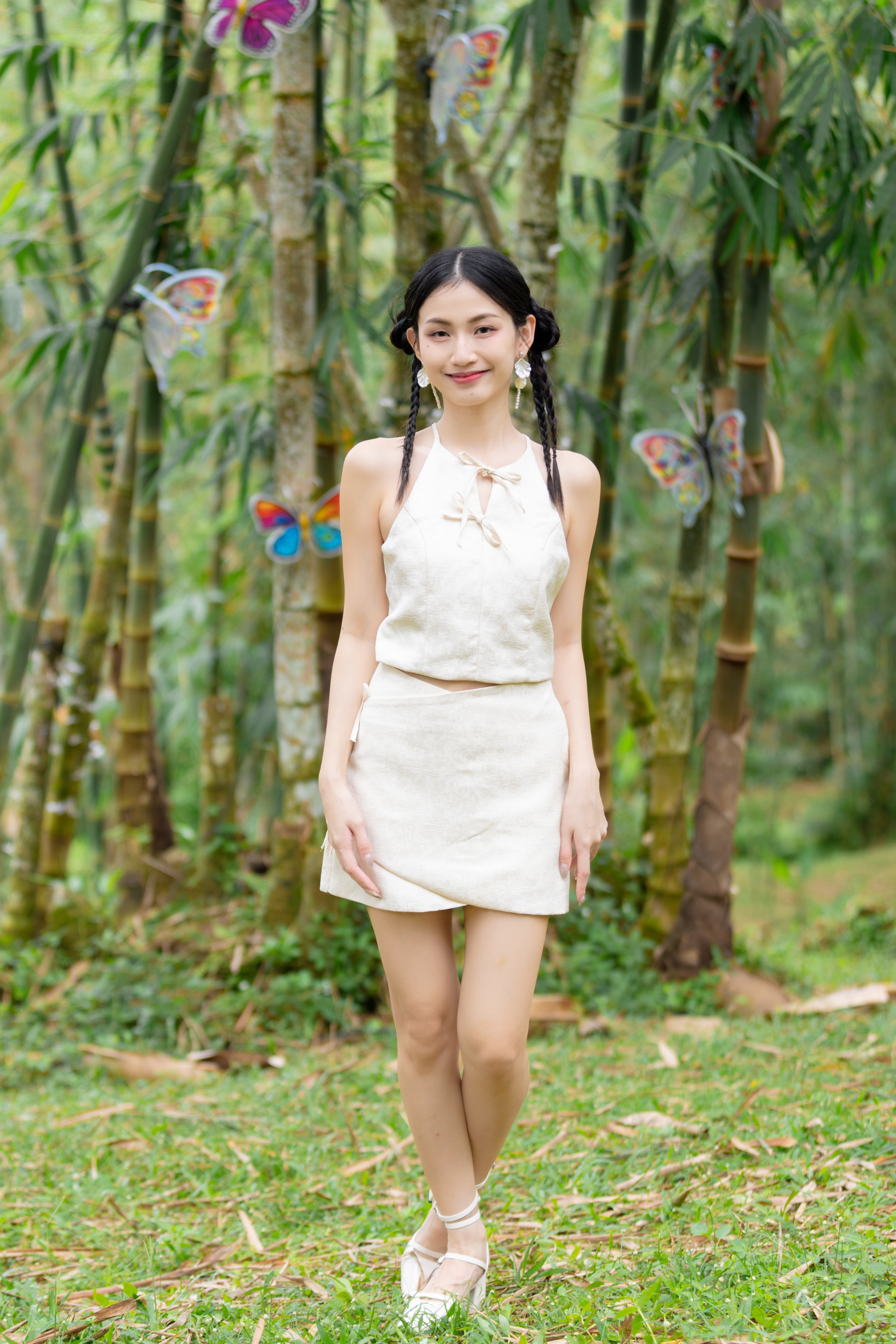 [BACKORDER 2] Zen Jacquard Ribbon Mini Skirt Beige