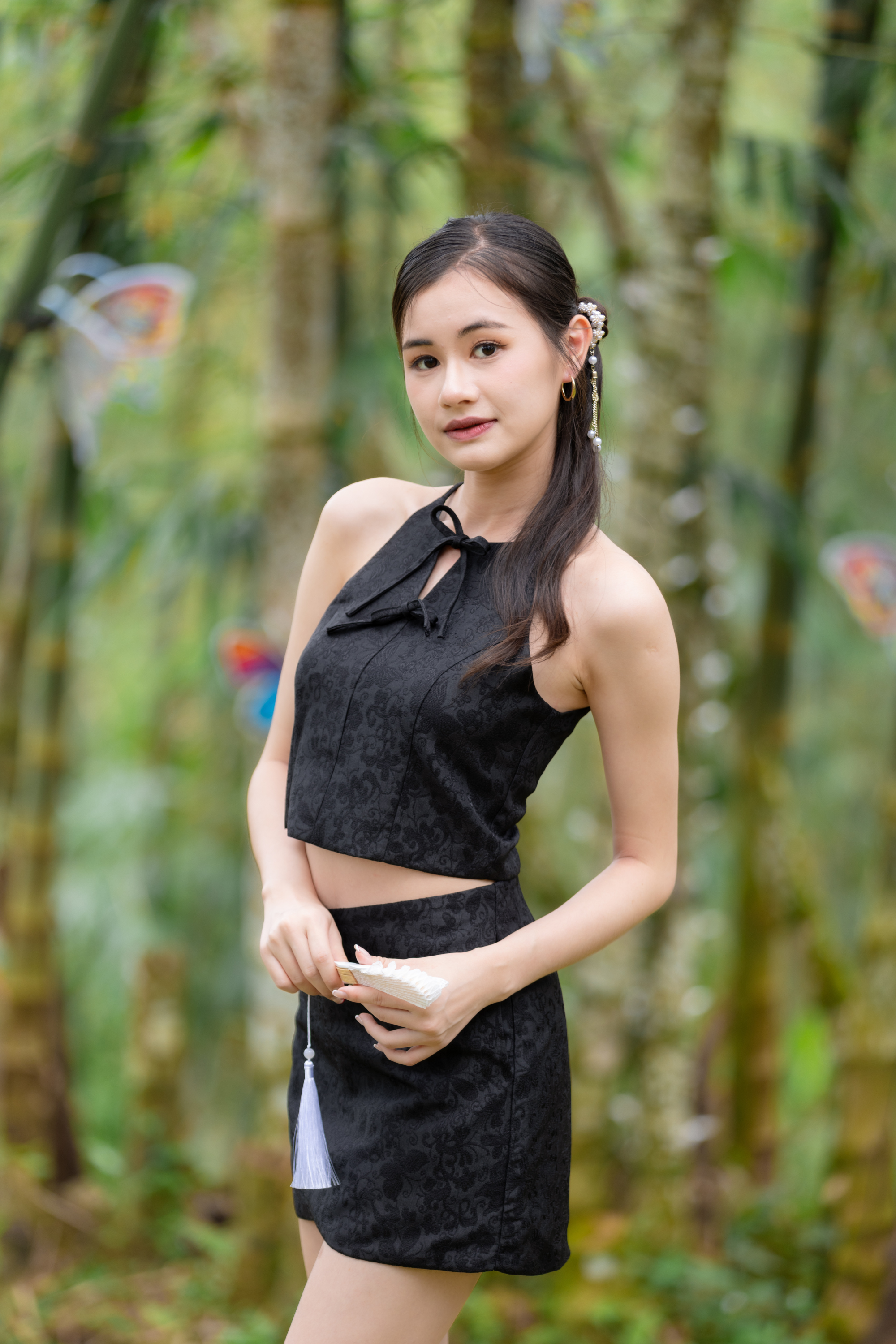 [RESTOCK] Zen Jacquard Ribbon Mini Skirt Black