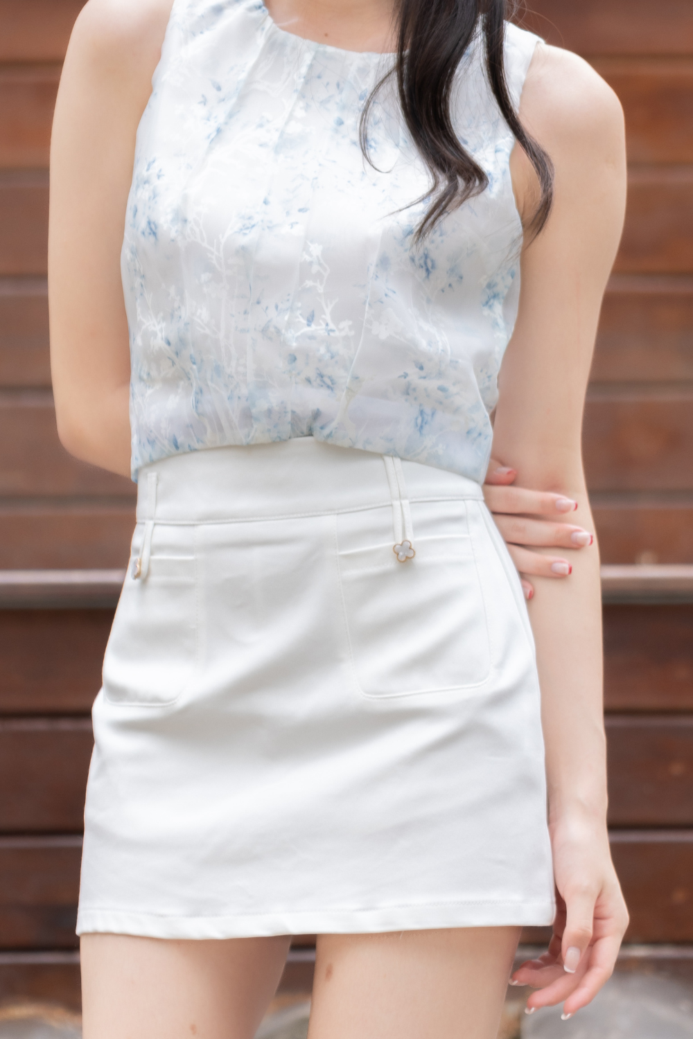[RESTOCK] Clover Button A-Line Mini Skirt Ivory