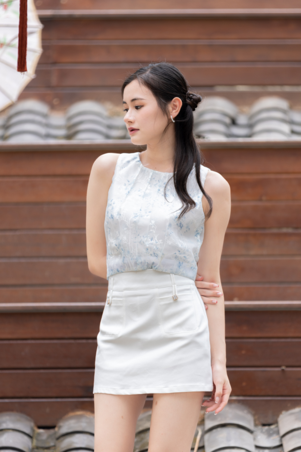[RESTOCK] Clover Button A-Line Mini Skirt Ivory