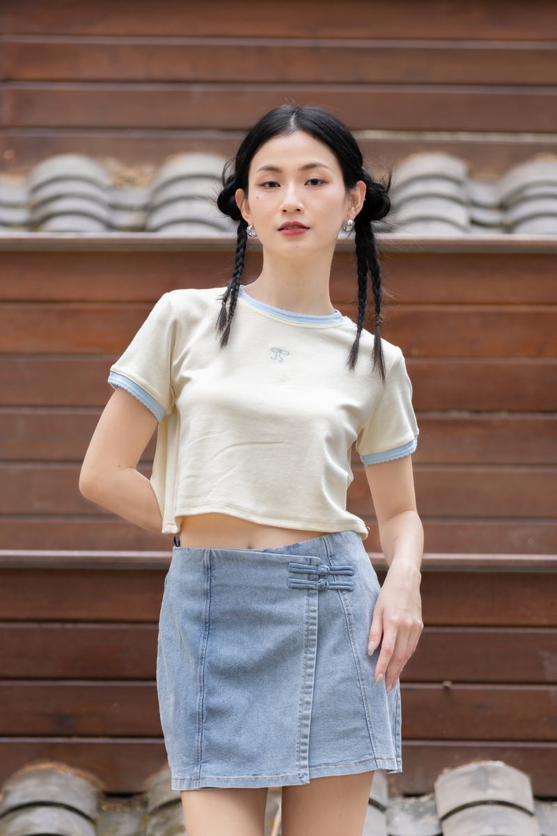 [Backorder] Avery Scallop contrast Tee Yellow