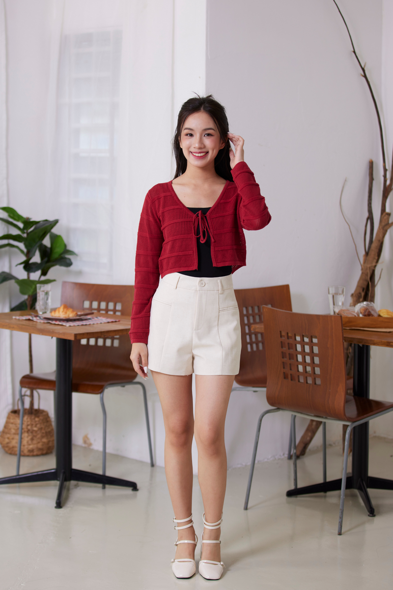 Fawn Tie-Front Cardigan Scarlet