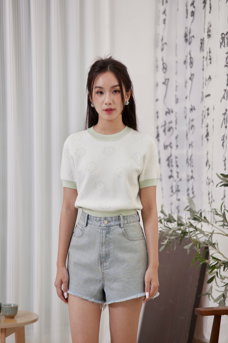 Lilia Blooming Oversized Knit Top Sage