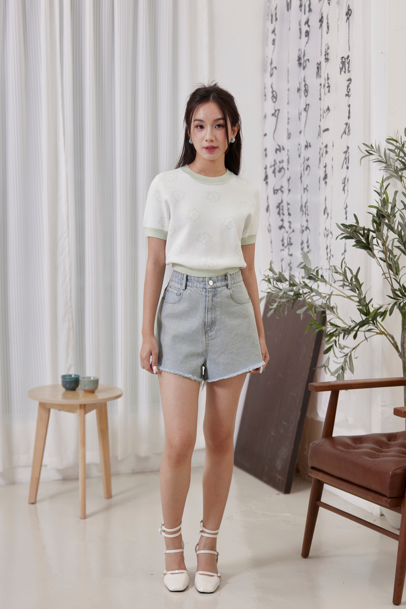 Lilia Blooming Oversized Knit Top Sage