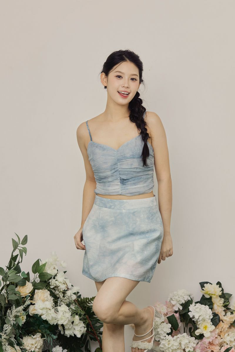 Dreamy Tie-Dye A-Line Mini Skirt Blue