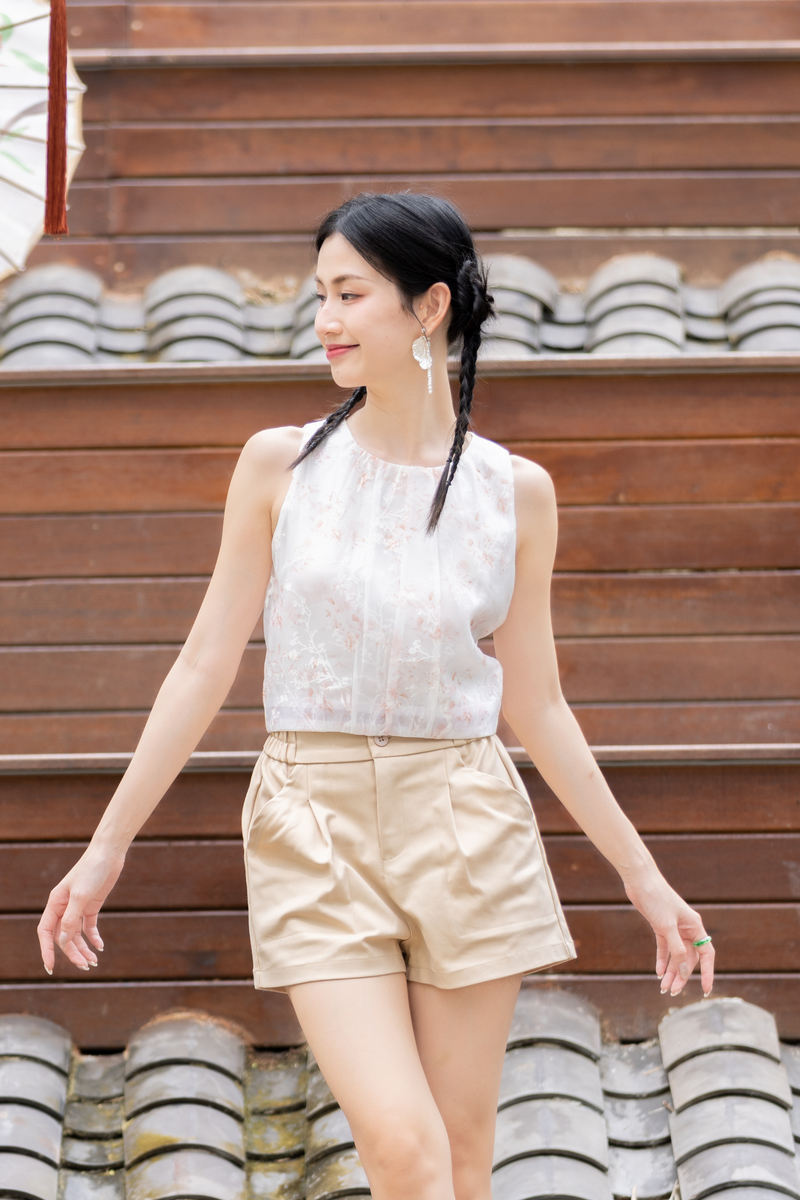 [Backorder] Elastic Waistband Relaxed Shorts Beige