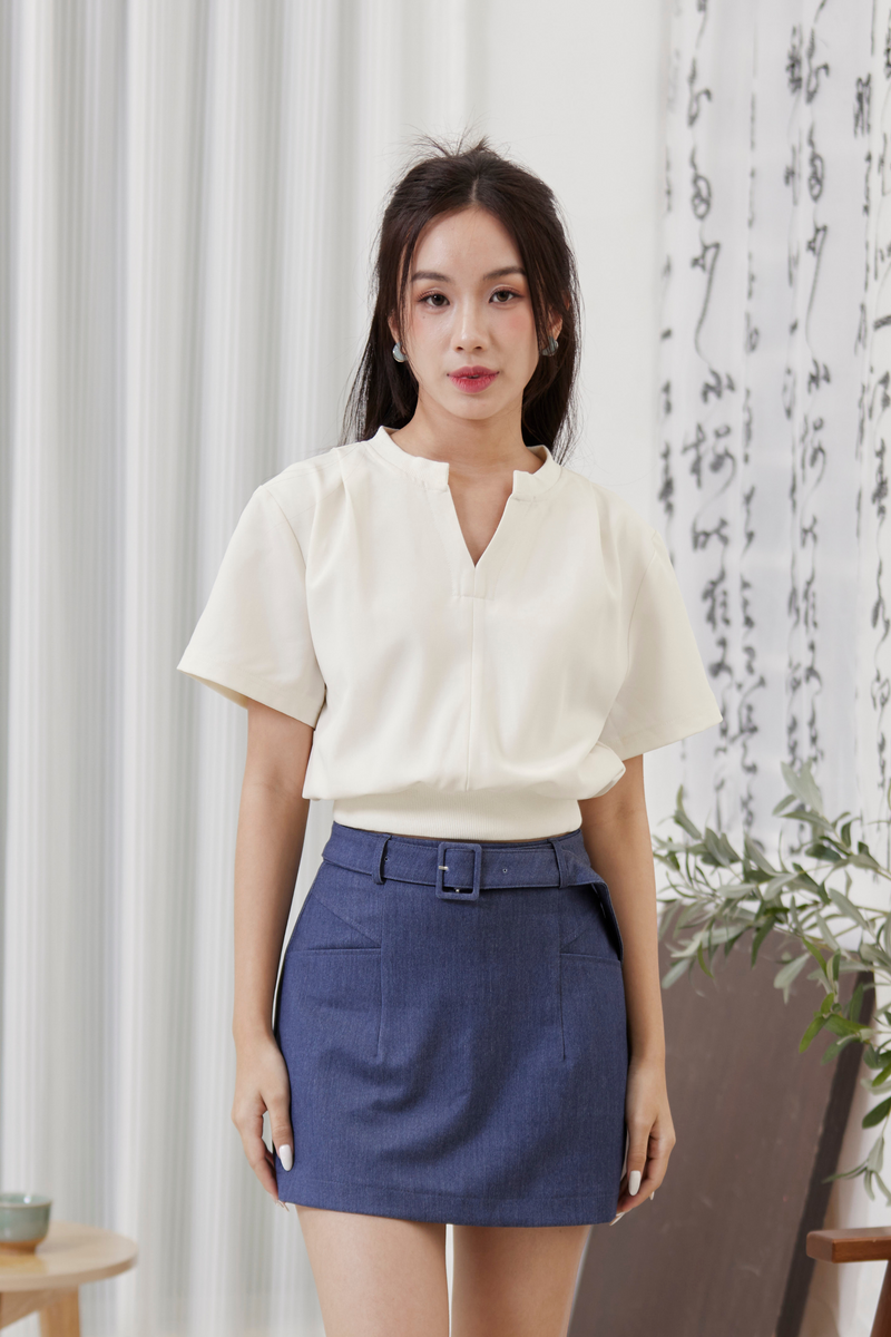 Hedy V-Pocket Mini Skirt Dark Blue