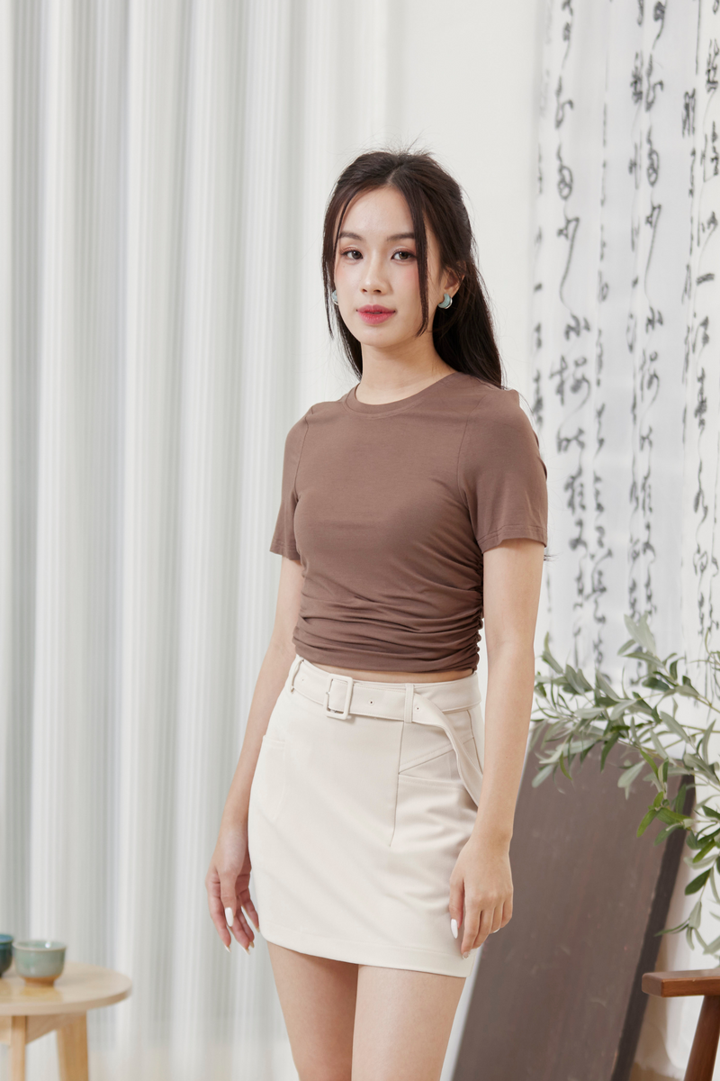 Hedy V-Pocket Mini Skirt Cream