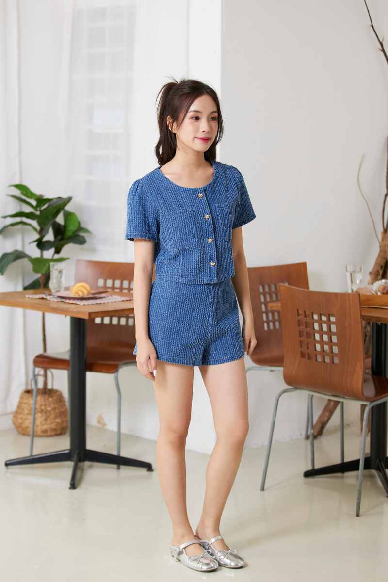 [RESTOCK] Asa Denim Textured Shorts Dark Blue