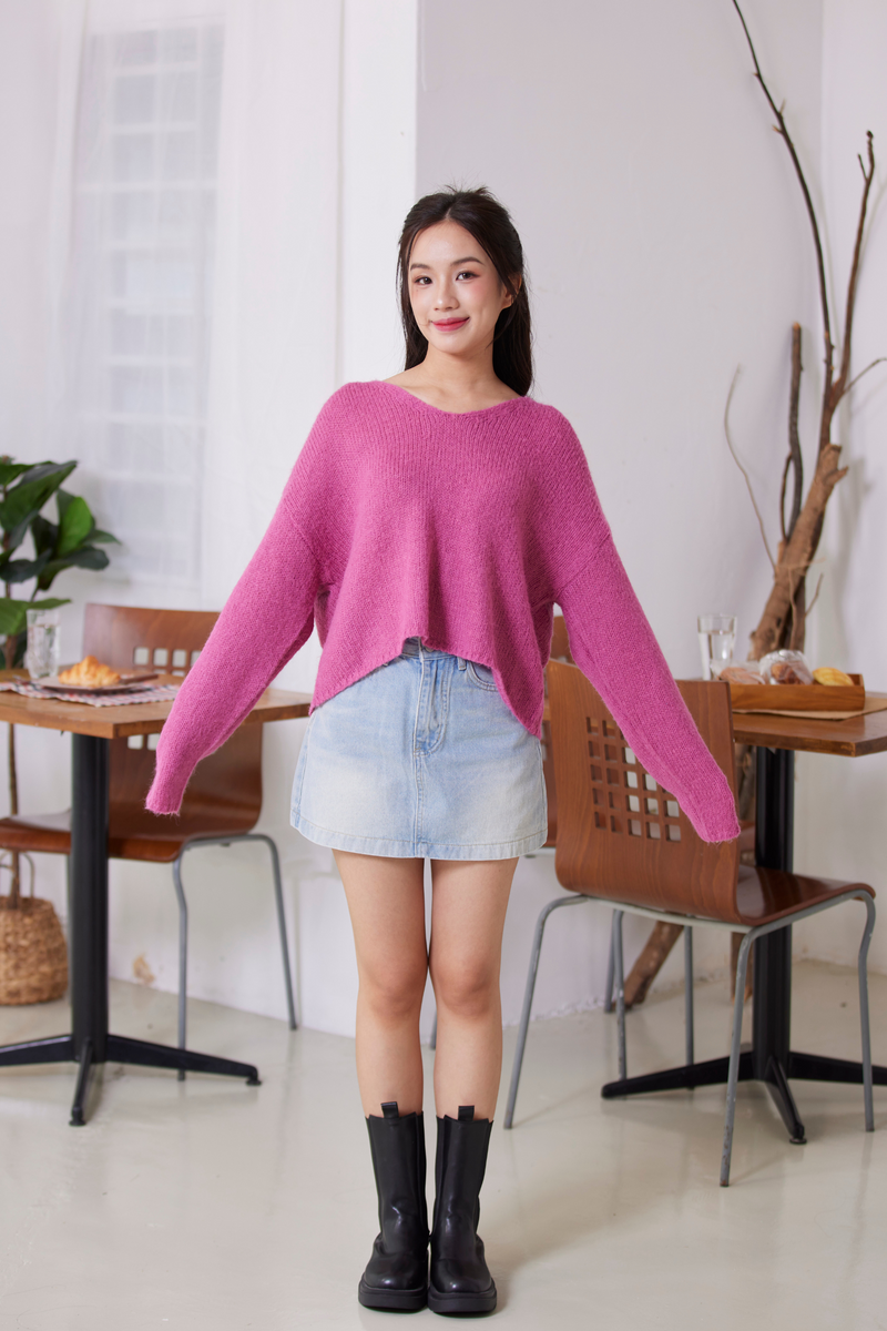 [BACKORDER] LayerEase Wide Neck Knit Top Blush