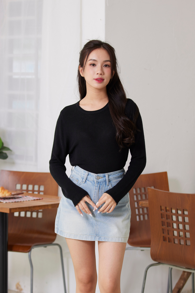 Soft Knit Roll Neck Top Black