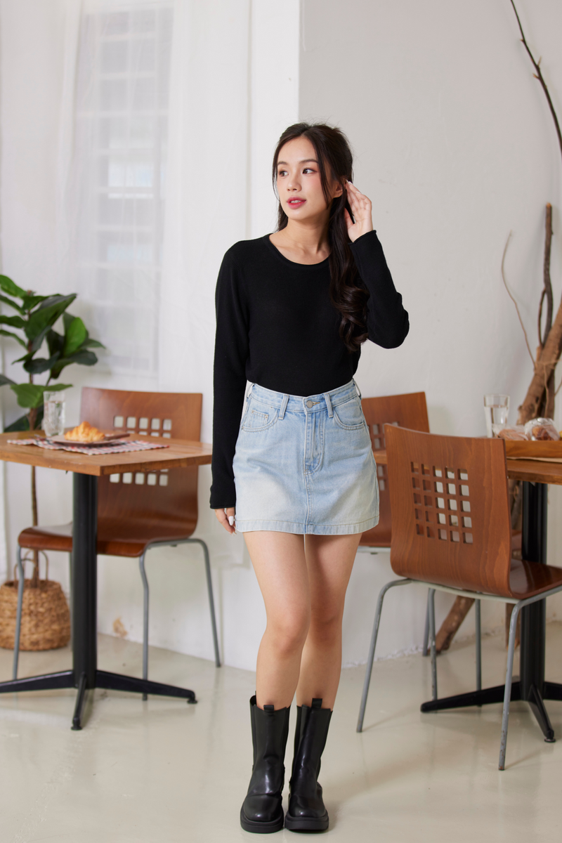 Soft Knit Roll Neck Top Black