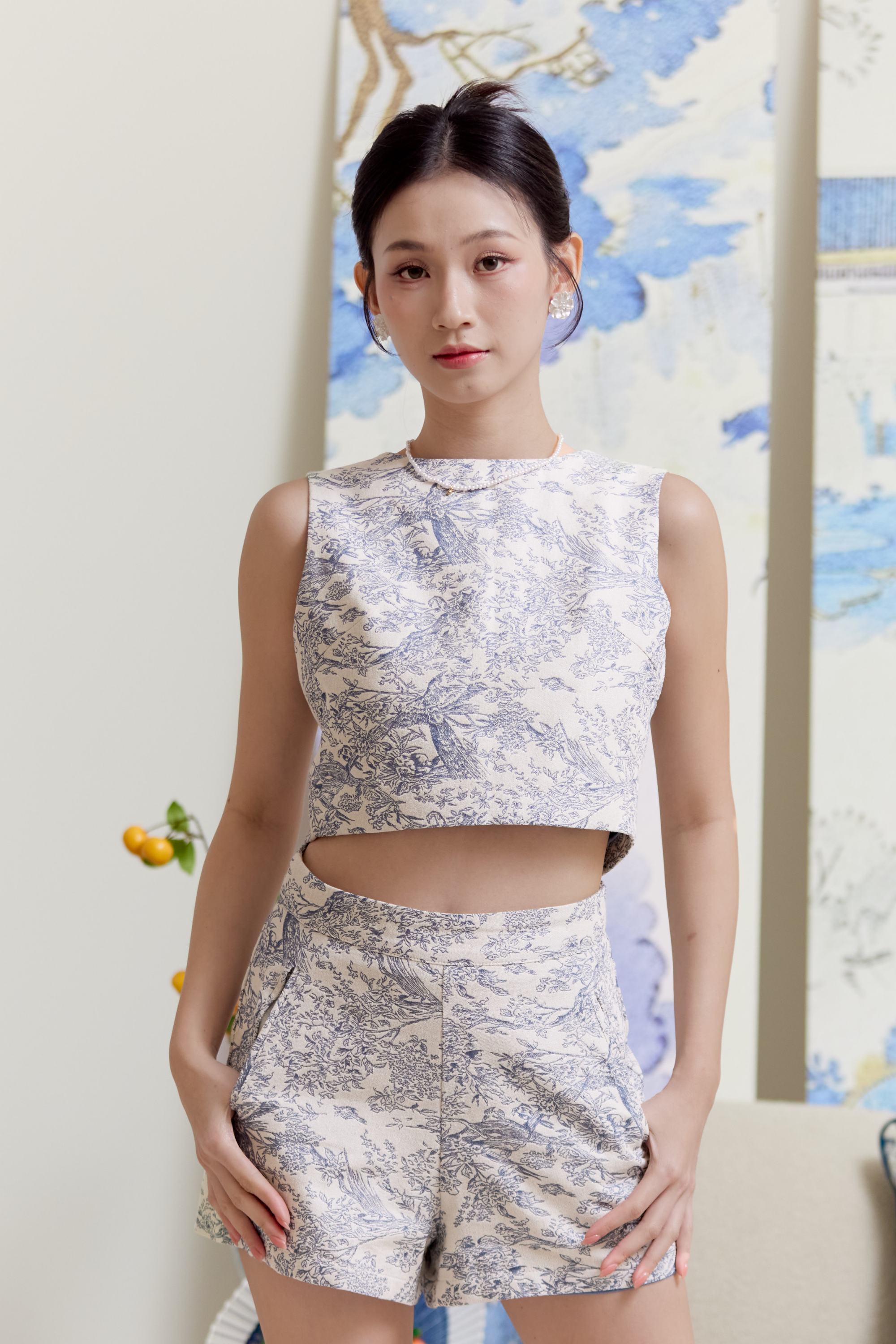 [RESTOCK] Toile De Jouy Shorts Light Blue