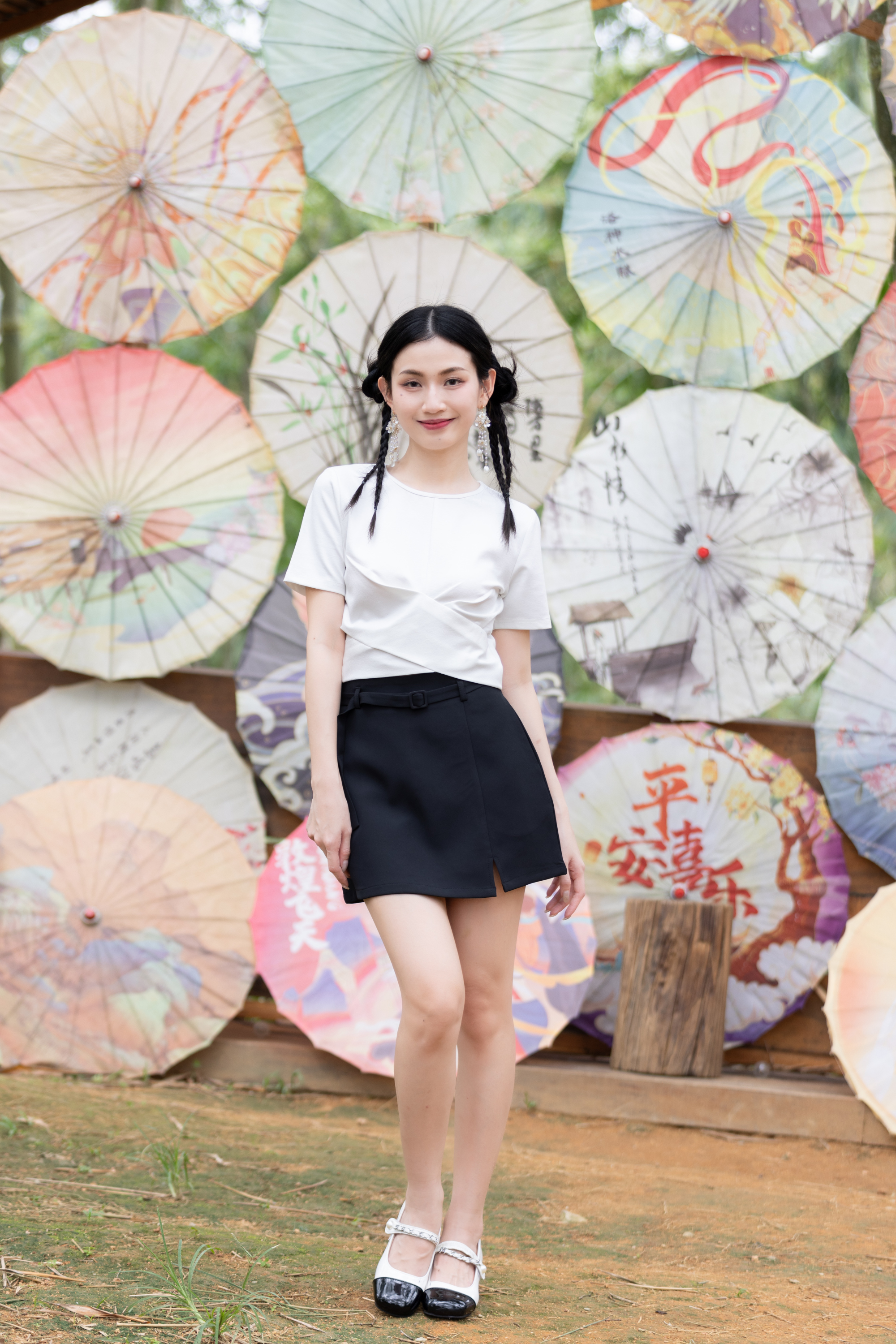 Seraphina A-Line Mini Skirt with Belt Black