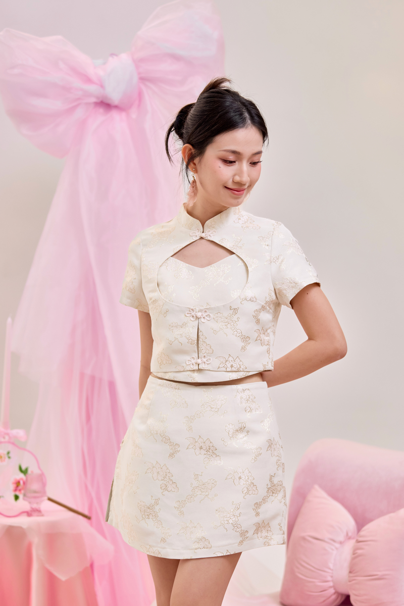 Hua Fake Two-Piece Cheongsam Top Cream