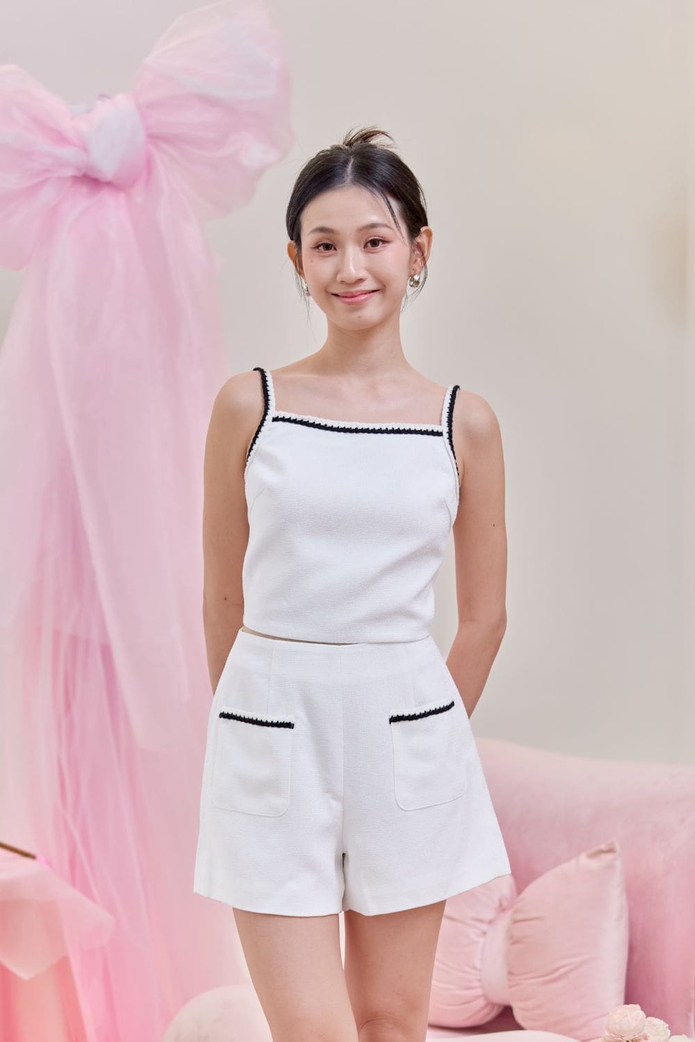 Taria Tweed Sleeveless Top Ivory