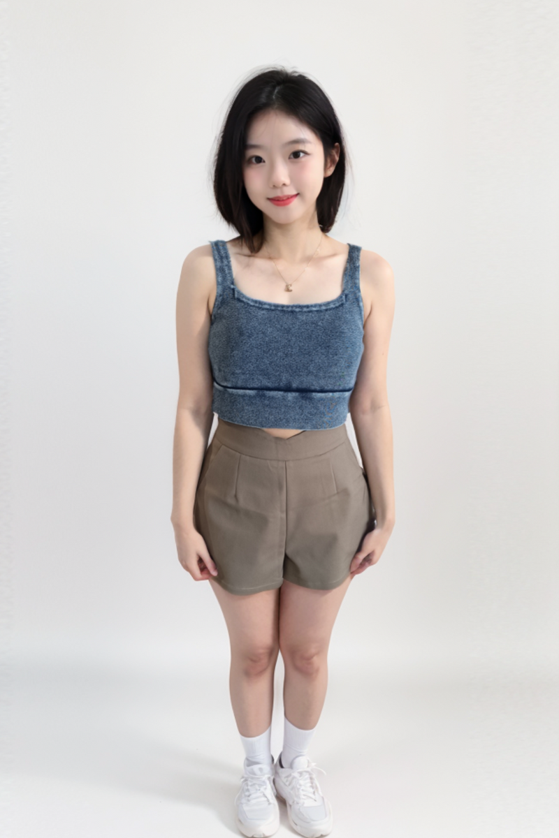 Azure Mirage Knit Crop Top Dark Blue