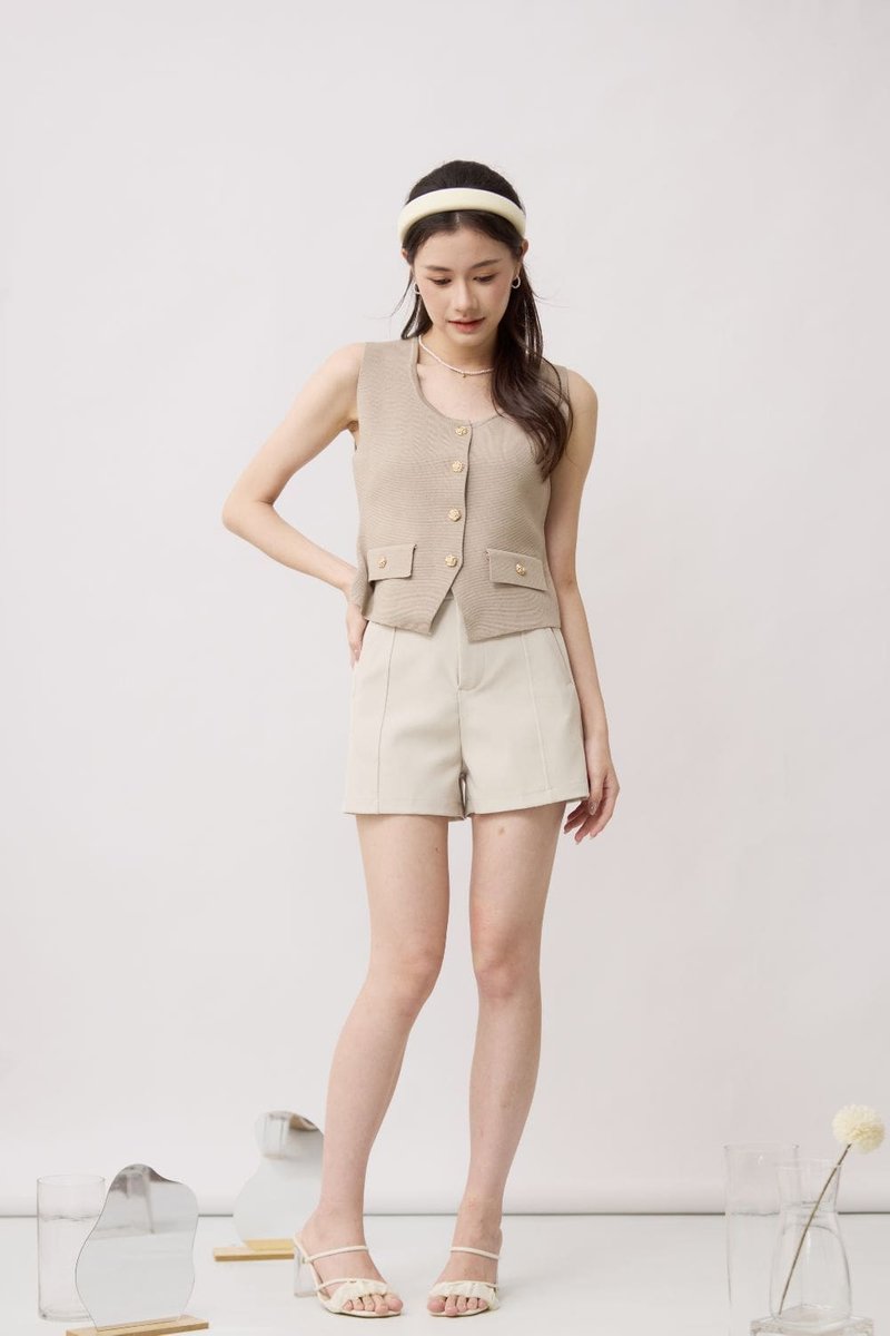 Abbie Knit Vest Top Khaki