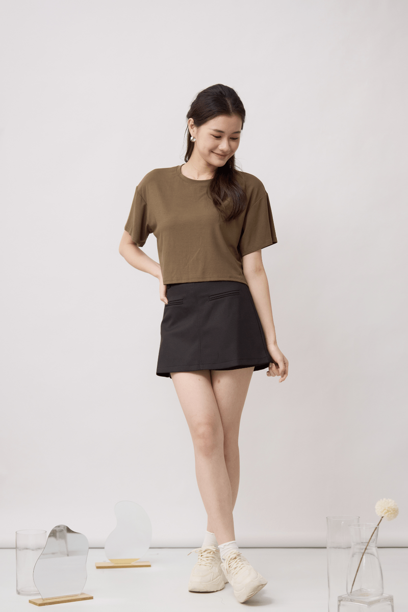 Kathy Basic Crop T-Shirt Khaki