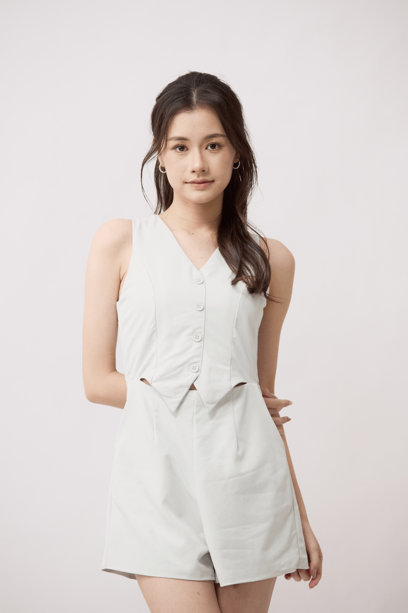 Belinda V-Neck Sleeveless Romper Mint