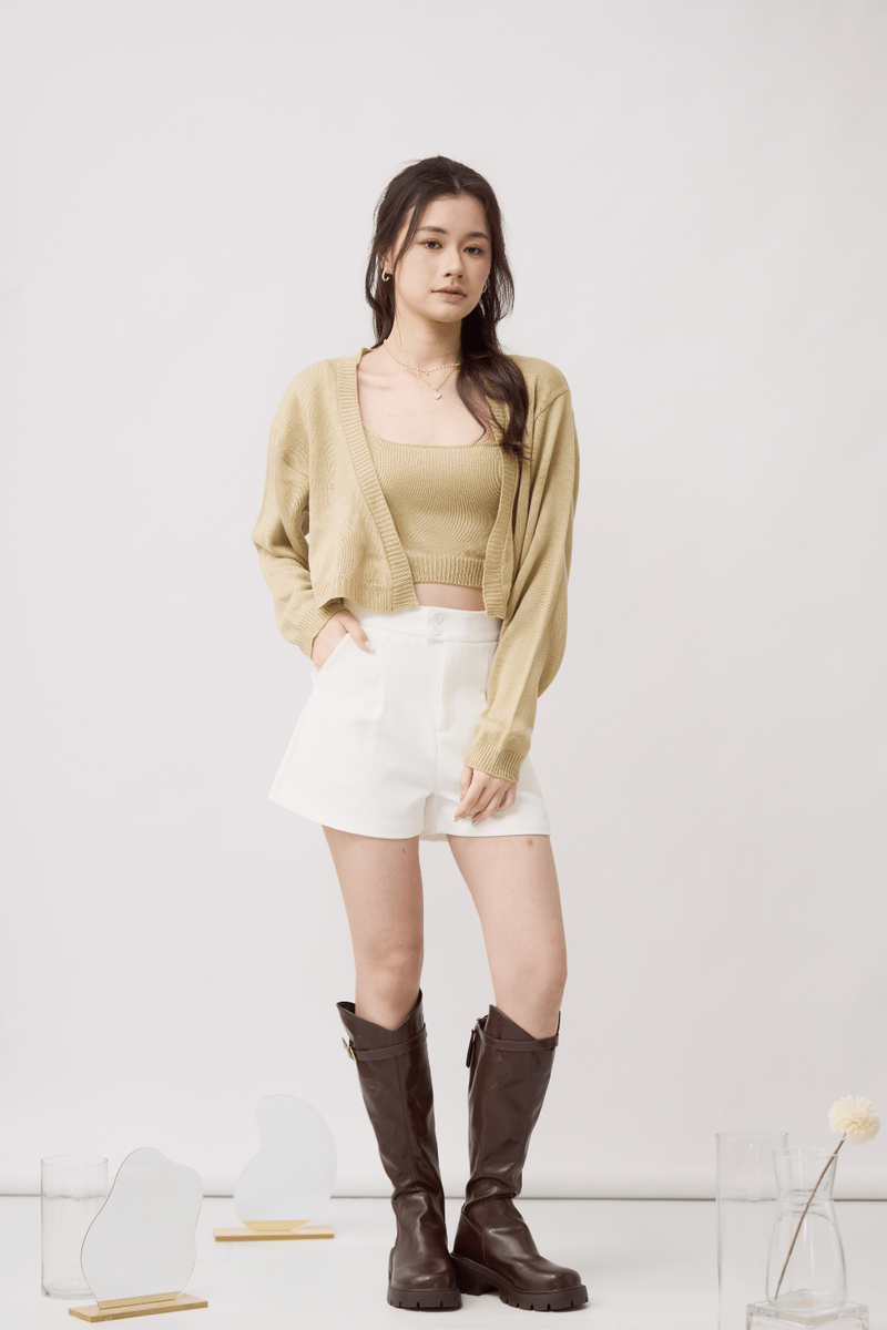 Haruka Cardigan Knit Set Khaki