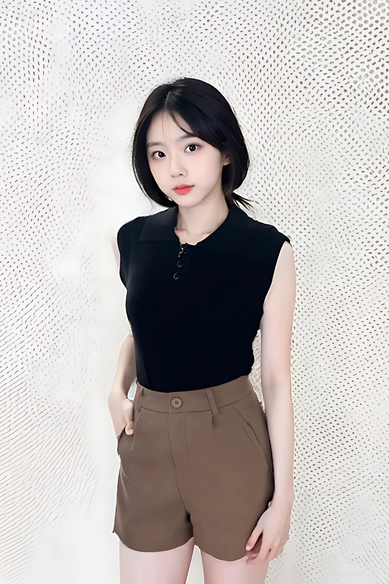 Brenda Collared Knit Top Black