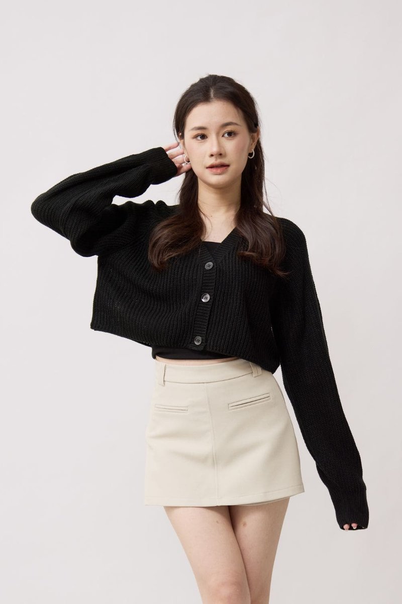 Nina Long Sleeved Knitted Cardigan Black