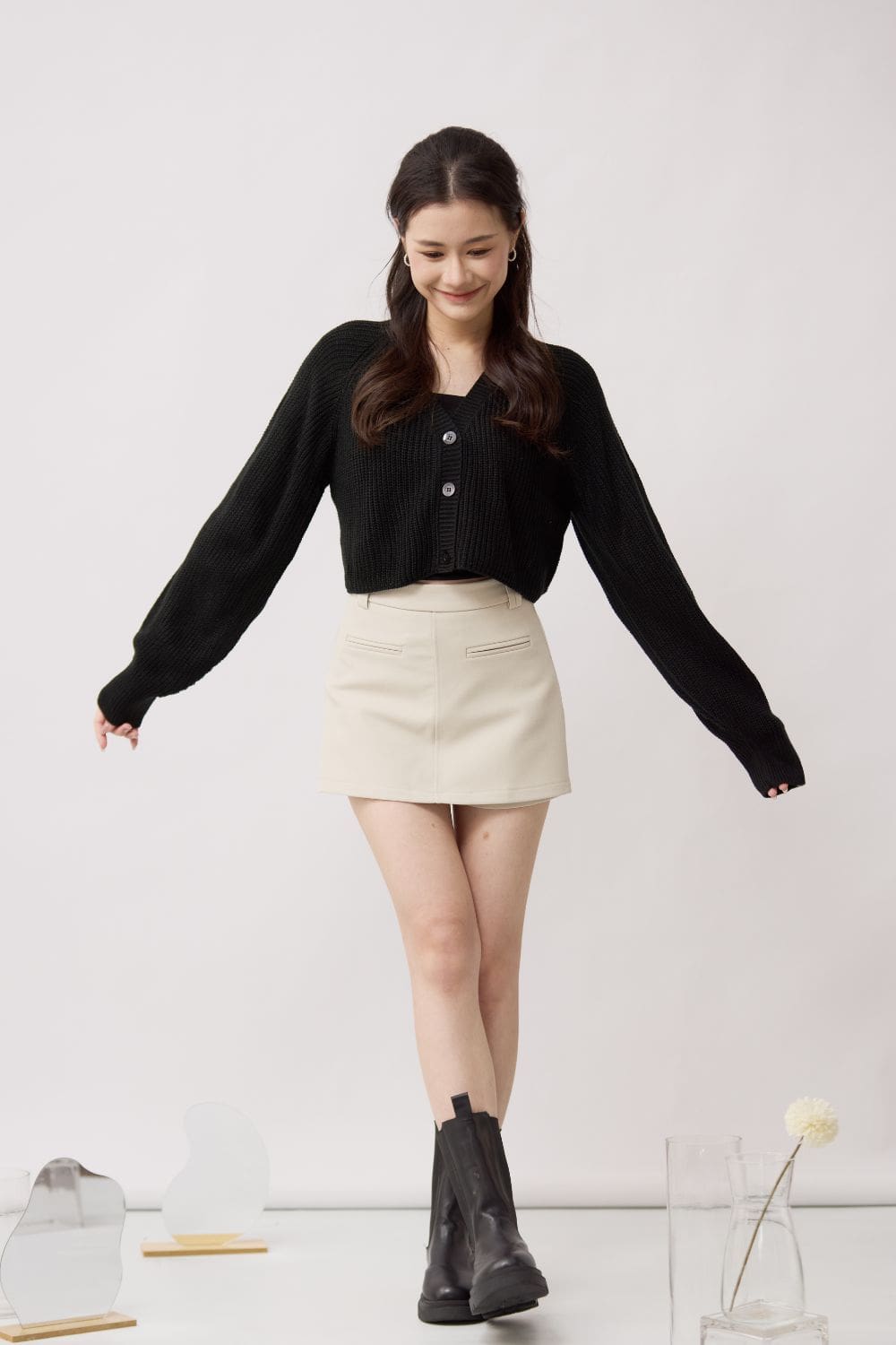[RESTOCK] Nina Long Sleeved Knitted Cardigan Black