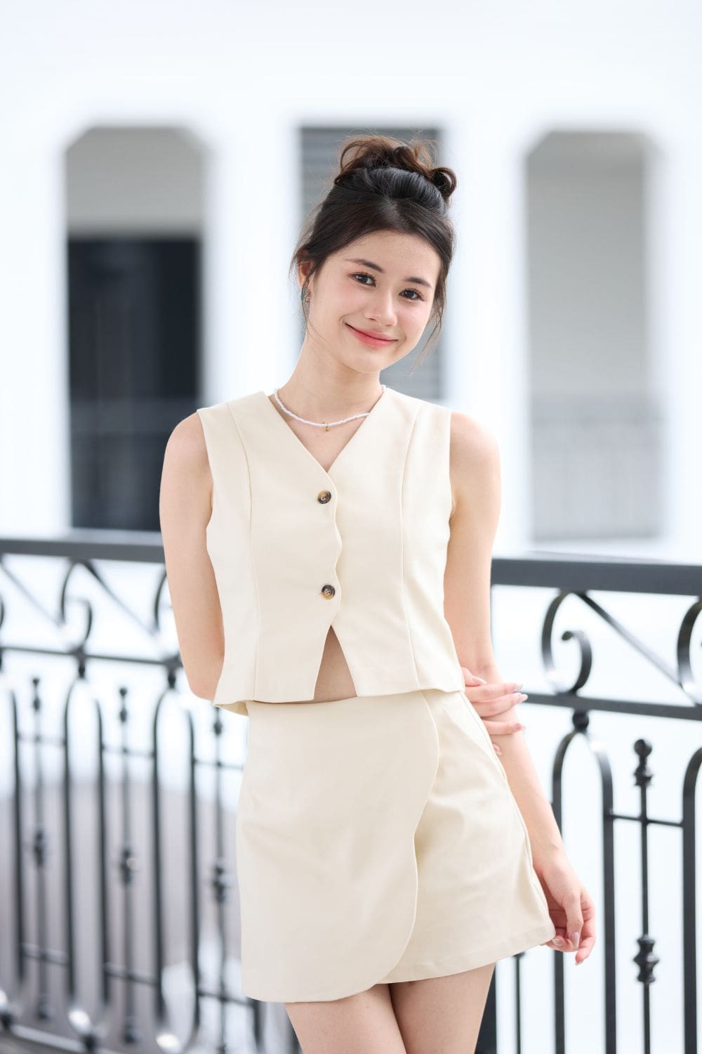 Faustina Scallop Vest Cream