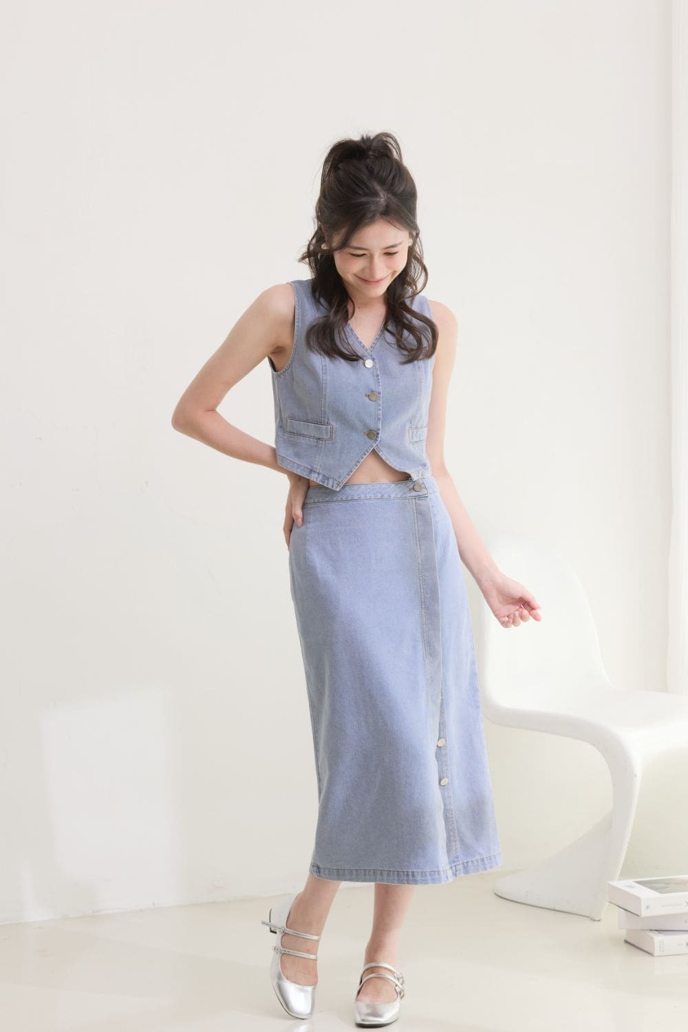 Derrie Denim Set Skirt Light Wash