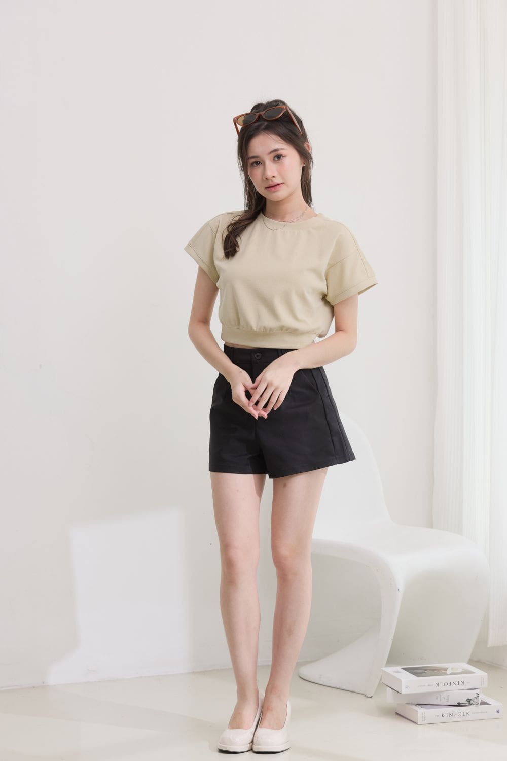 Auralie Batwing Sleeve Top Cream