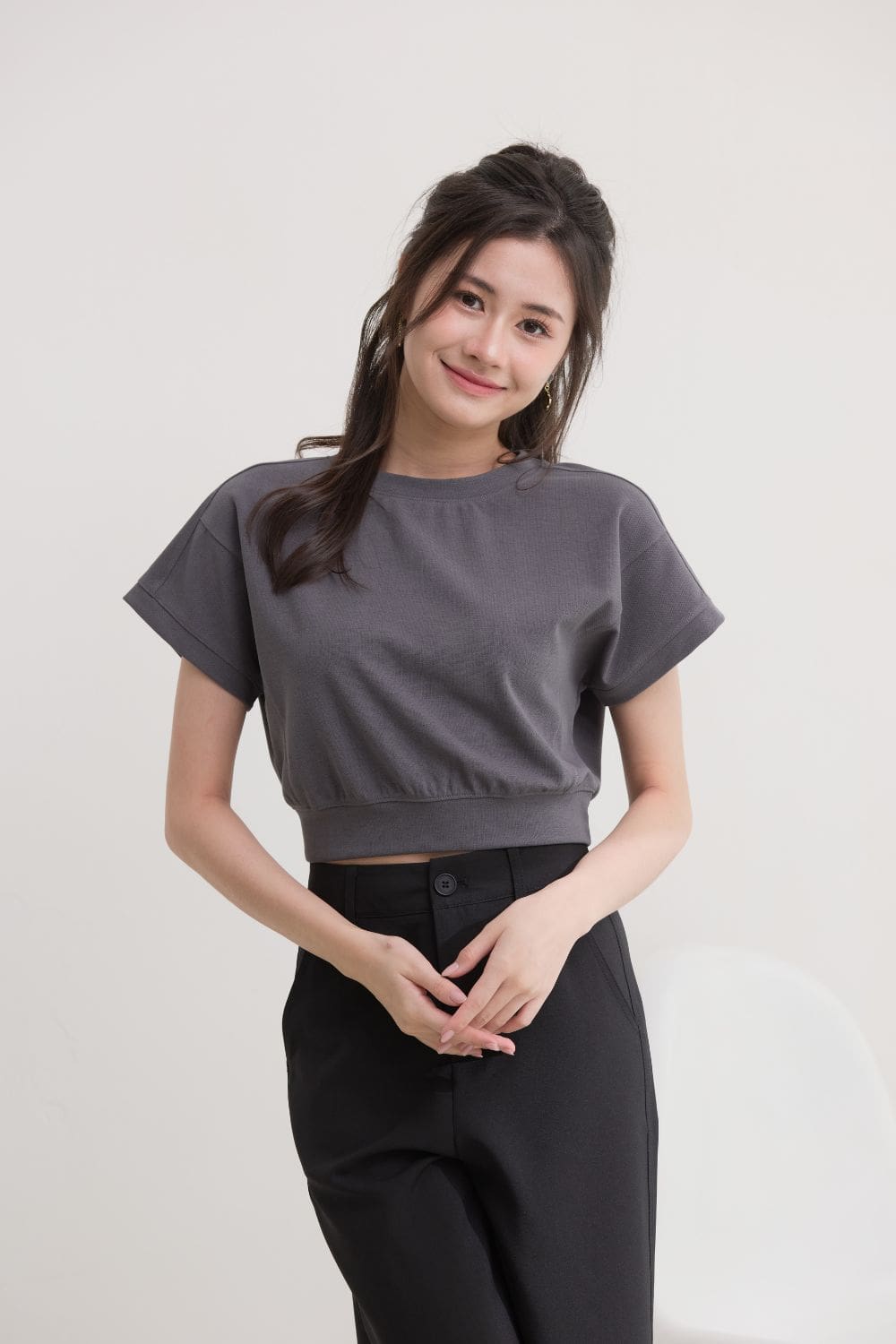 Auralie Batwing Sleeve Top Grey