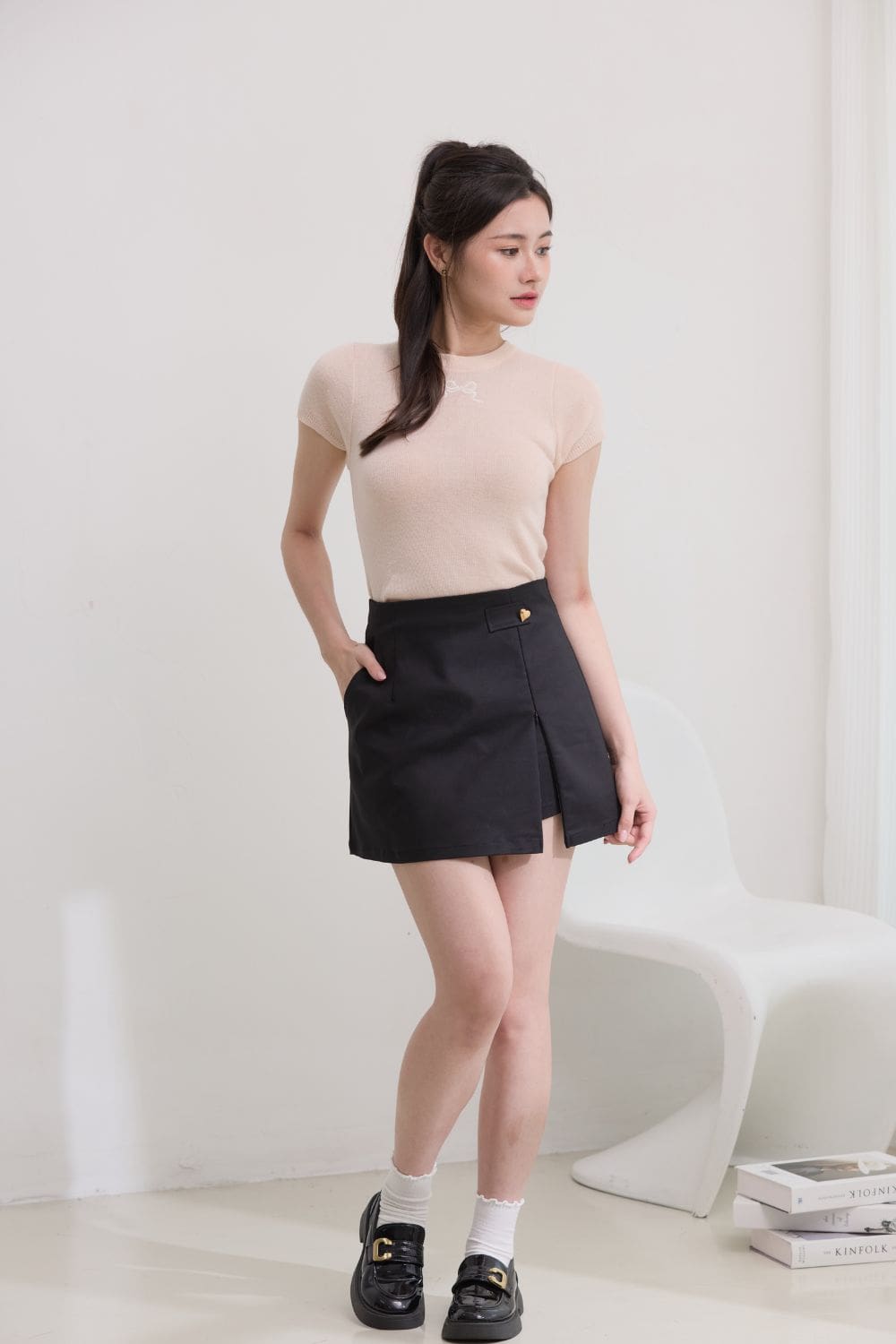 [RESTOCK] Valette Love-Button Skort Black