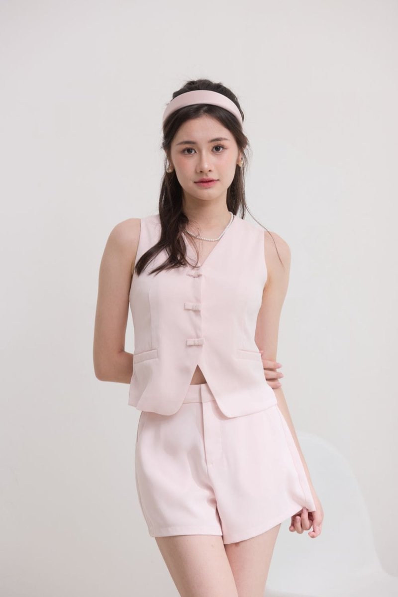 Vivienne Ribbon Vest Top Blush