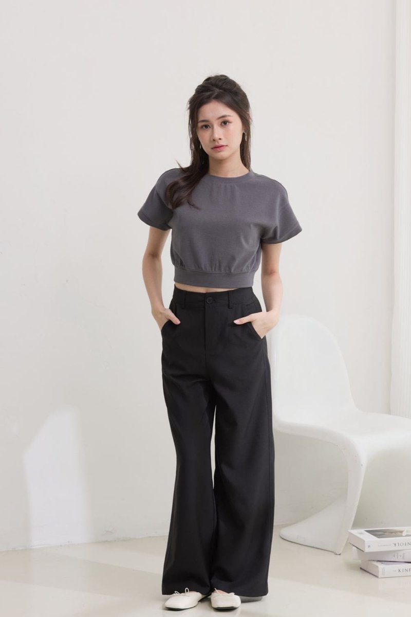 Auralie Batwing Sleeve Top Grey