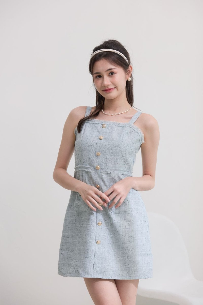 Evelyn Tweed Dress Sky