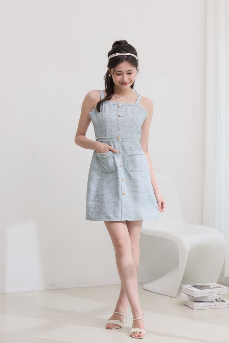 Evelyn Tweed Dress Sky