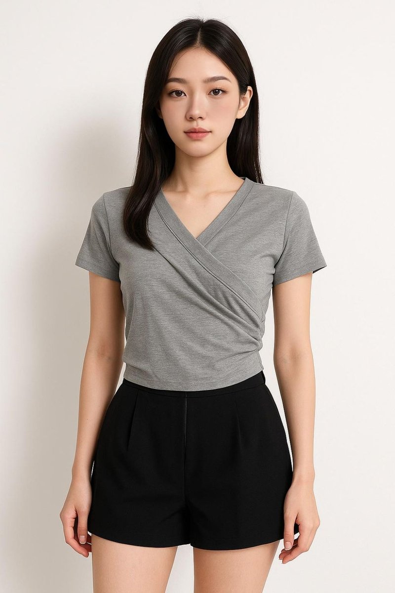 Evana Twist Front Top Grey