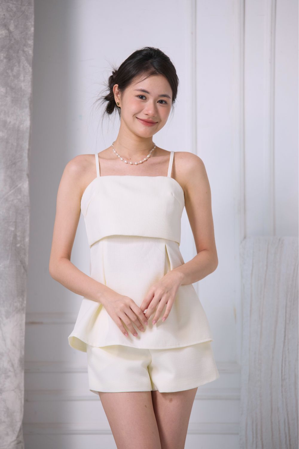 Amélie Strap Tweed Top Mustard
