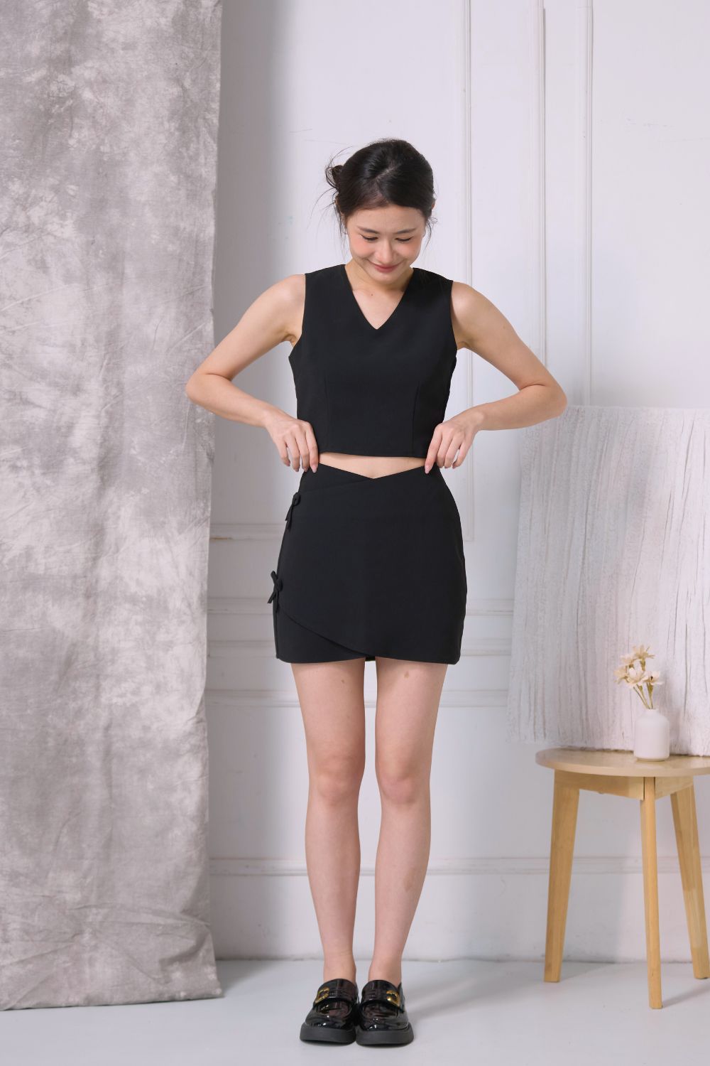 Juliet Chiffon Overlapped Skirt Black
