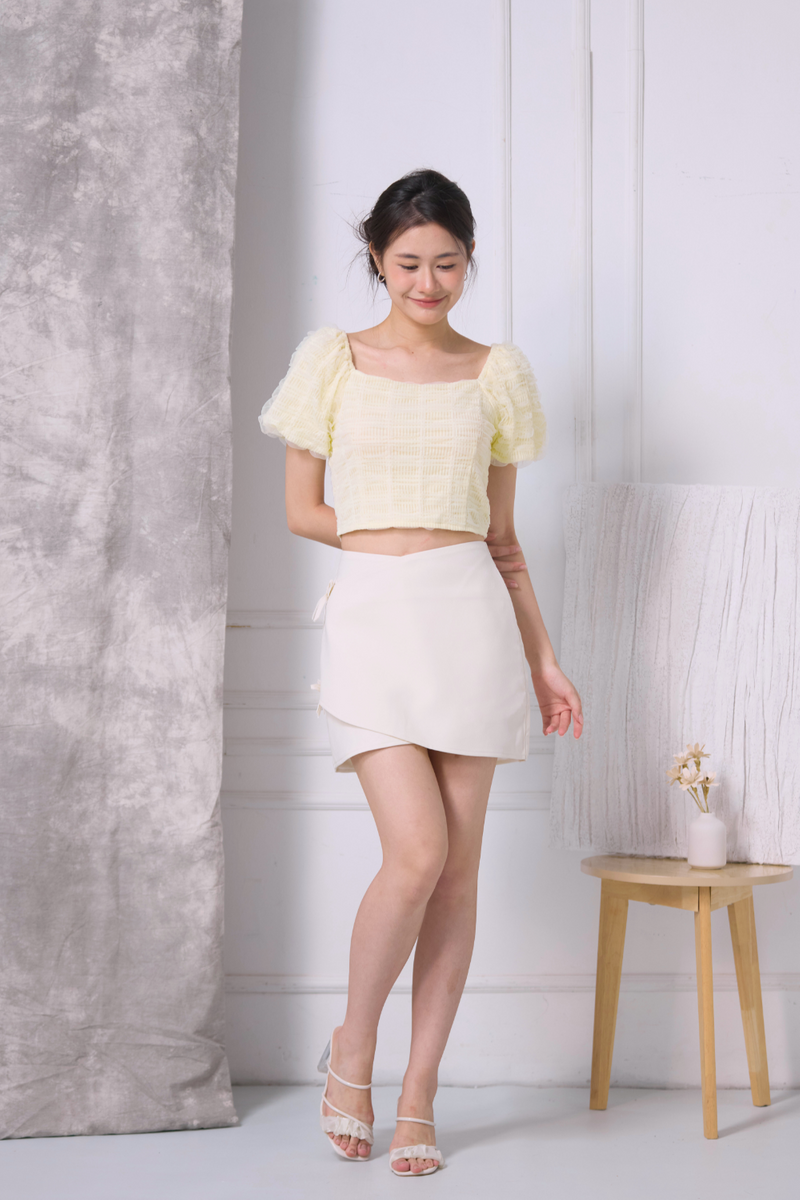 Yvette Textured Mesh Top Yellow