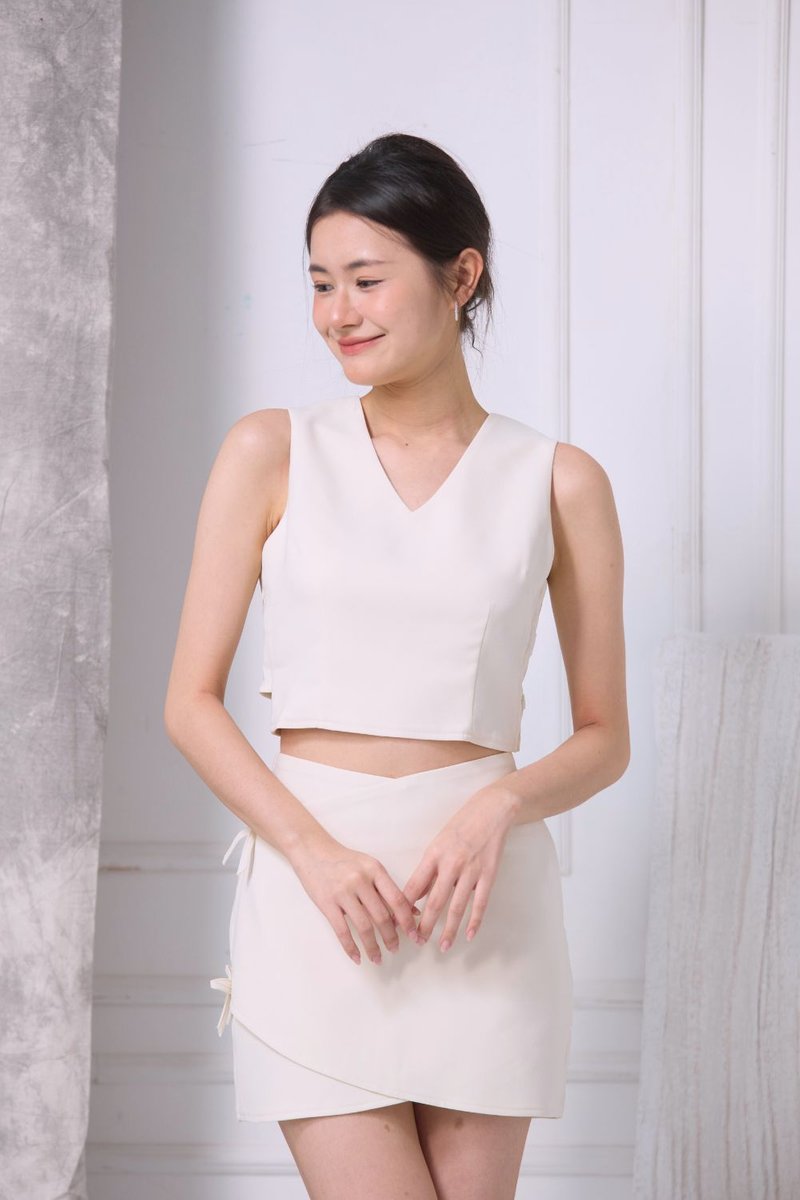 Juliet Back-Tie Chiffon Top Cream