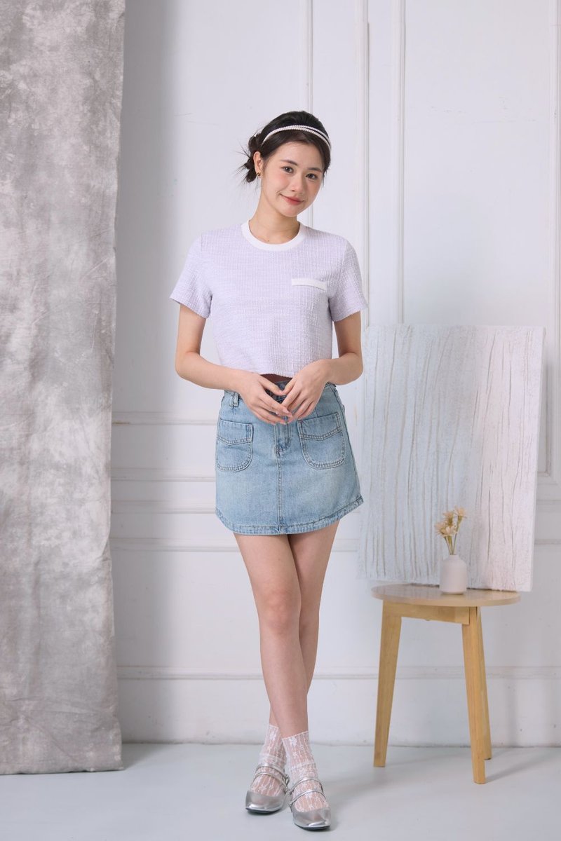 Éloise Tweet Pocket Top Lilac