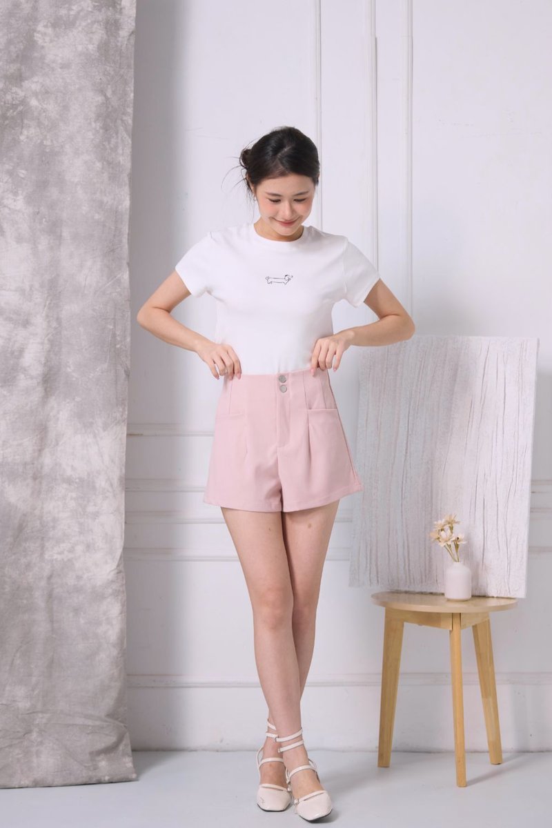 Delphine Double Button Shorts Blush